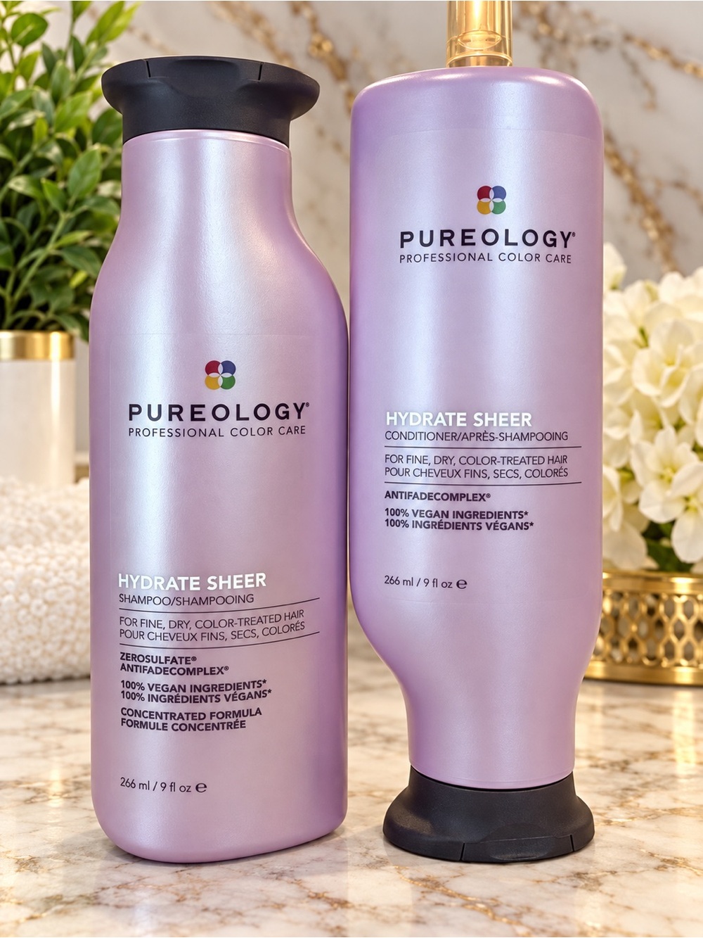 NEW! Pureology Hydrate Sheer Shampoo Conditioner Duo 9 oz